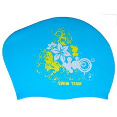 Шапочка для плавания SWIM TEAM, силиконовая, для длинных волос, голубая, Название цвета: Голубой, Страна-производитель: КИТАЙ