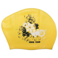 Шапочка для плавания SWIM TEAM, силиконовая, для длинных волос, желтая, Название цвета: Жёлтый, Страна-производитель: КИТАЙ