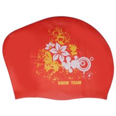 Шапочка для плавания SWIM TEAM, силиконовая, для длинных волос, красная, Название цвета: Красный, Страна-производитель: КИТАЙ