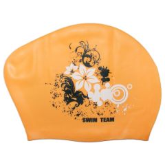 Шапочка для плавания SWIM TEAM, силиконовая, для длинных волос, оранжевая, Название цвета: Оранжевый, Страна-производитель: КИТАЙ