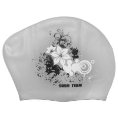 Шапочка для плавания SWIM TEAM, силиконовая, для длинных волос, серебряная, Название цвета: Серебристый, Страна-производитель: КИТАЙ