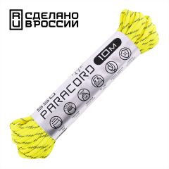 Паракорд 550 CORD nylon 10м RUS световозвращающий (neon yellow), Название цвета: Жёлтый, Товаров в упаковке, шт: 1, Варианты:  , Страна-производитель: РОССИЯ