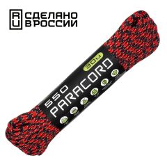 Паракорд 550 CORD nylon 30м RUS (dracula), Название цвета: Черно-красный, Товаров в упаковке, шт: 1, Варианты:  , Страна-производитель: РОССИЯ