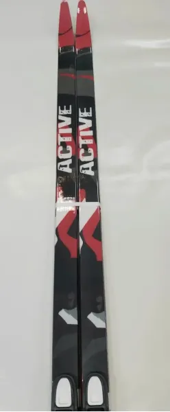Лыжи беговые NLF с насечками и креплениями NNN active красный р. 170, изображение 6