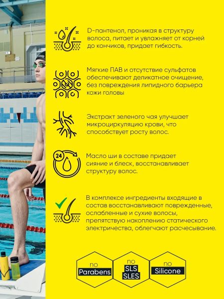 ONESS SPORT Восстанавливающий шампунь после занятий спортом и бассейна, изображение 4