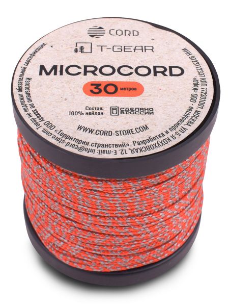Микрокорд T-Gear x CORD nylon катушка 30м (Orange Grey Snake), Название цвета: Серо-оранжевый, Страна-производитель: РОССИЯ, изображение 2