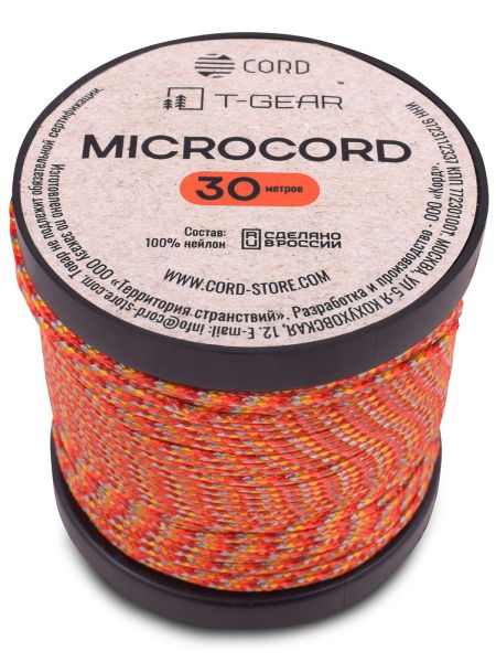 Микрокорд T-Gear x CORD nylon катушка 30м (Orange Shades), Название цвета: Orange Shades, Страна-производитель: РОССИЯ, изображение 2