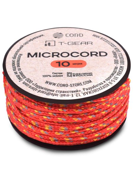 Микрокорд T-Gear x CORD nylon катушка 10м световозвращающий (Red'n'Stripes), Название цвета: Красный, Страна-производитель: РОССИЯ, изображение 2