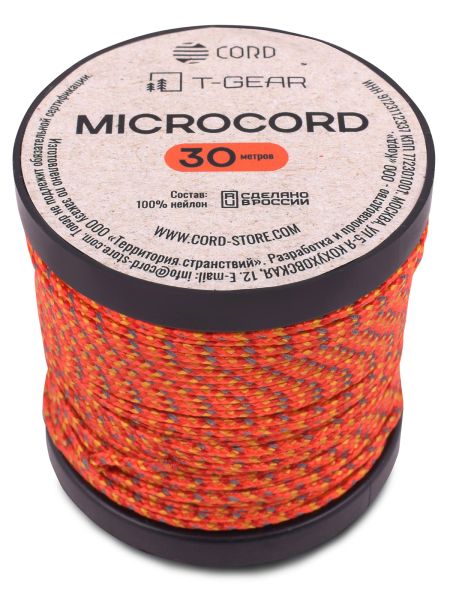 Микрокорд T-Gear x CORD nylon катушка 30м световозвращающий (Orange X), Название цвета: Оранжевый, Страна-производитель: РОССИЯ, изображение 2
