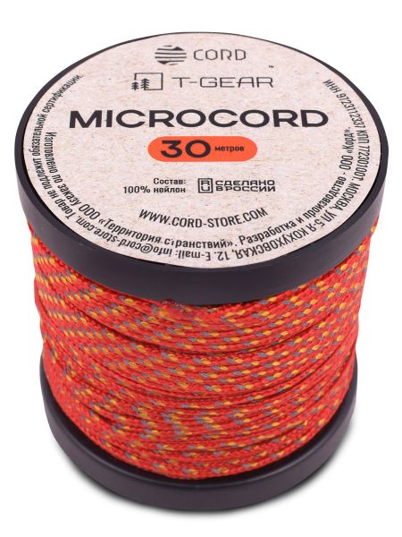 Микрокорд T-Gear x CORD nylon катушка 30м световозвращающий (Red'n'Stripes), Название цвета: Красный, Страна-производитель: РОССИЯ, изображение 2