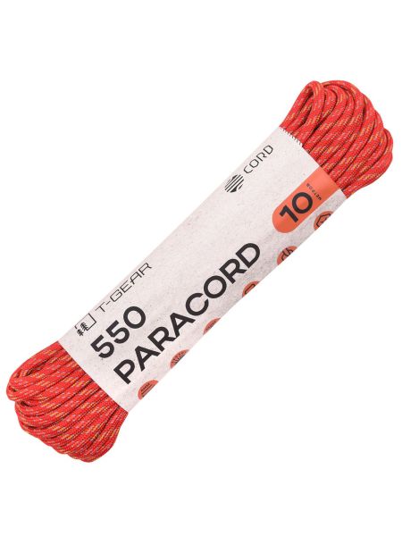 Паракорд 550 T-Gear x CORD nylon 10м световозвращающий (Red'n'Stripes), Название цвета: Красный, Страна-производитель: РОССИЯ, изображение 2