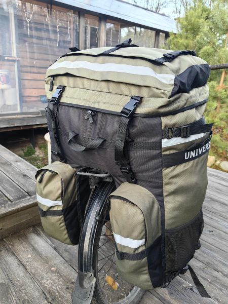 Велорюкзак "Universal Velo-95", черно-хаки, 95л, крепление на багажник, изображение 4