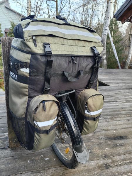 Велорюкзак "Universal Velo-95", черно-хаки, 95л, крепление на багажник, изображение 5