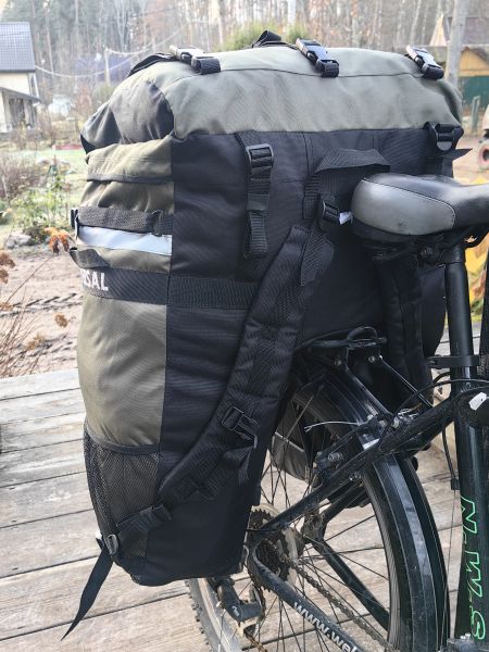 Велорюкзак "Universal Velo-95", черно-хаки, 95л, крепление на багажник, изображение 7