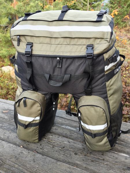 Велорюкзак "Universal Velo-95", черно-хаки, 95л, крепление на багажник, изображение 8