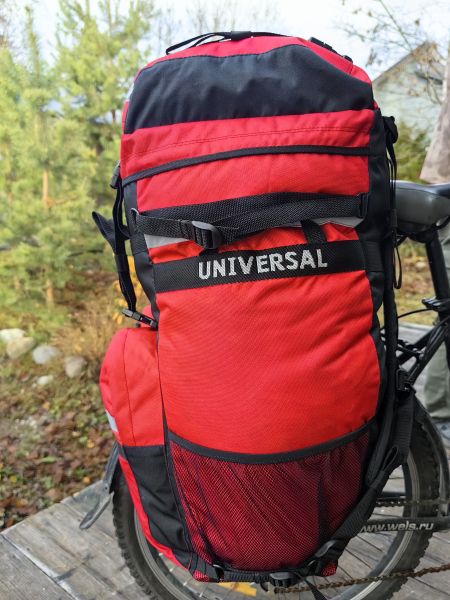 Велорюкзак "Universal Velo-95", черно-красный, 95л, крепление на багажник, изображение 7