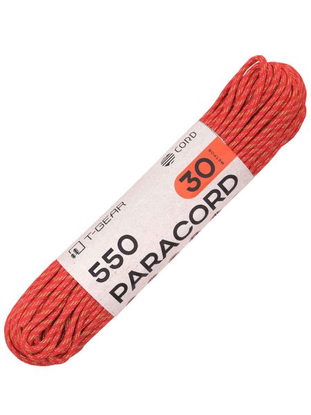 Паракорд 550 T-Gear x CORD nylon 30м световозвращающий (Red'n'Stripes), Название цвета: Красный, Страна-производитель: РОССИЯ, изображение 2