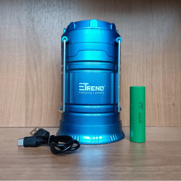 Кемпинговый фонарь аккумуляторный с солнечной батареей и пауэрбанком / USB Type-C / синий, изображение 2