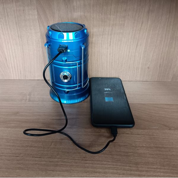 Кемпинговый фонарь аккумуляторный с солнечной батареей и пауэрбанком / USB Type-C / синий, изображение 5
