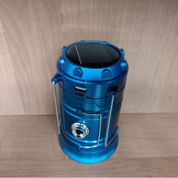 Кемпинговый фонарь аккумуляторный с солнечной батареей и пауэрбанком / USB Type-C / синий, изображение 6