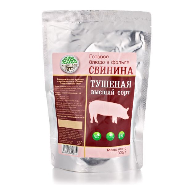 Готовое блюдо "Свинина тушеная (тушенка) высший сорт" (Кронидов) Коробка 12шт*325гр, 3,9кг