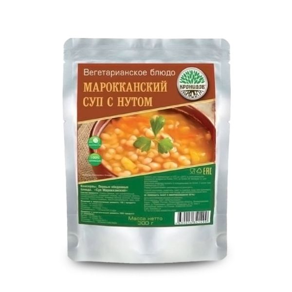 Готовое блюдо Набор 4 супа: Куриный, Гороховый, Грибной, Марокканский (Кронидов) 4шт*300гр, 1,2кг, изображение 5