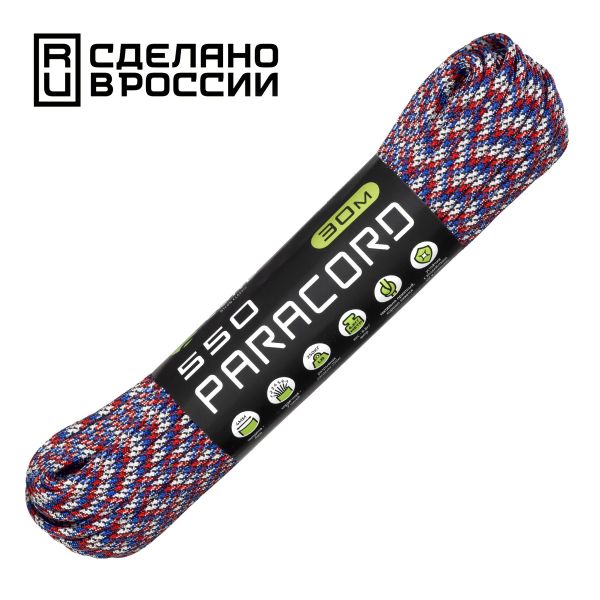 Паракорд 550 CORD nylon 30м RUS (patriot), Название цвета: Красно-синий, Товаров в упаковке, шт: 1, Варианты:  , Страна-производитель: РОССИЯ