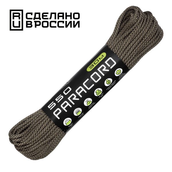 Паракорд 550 CORD nylon 30м RUS (sand snake), Название цвета: Черный / Светло-коричневый, Товаров в упаковке, шт: 1, Варианты:  , Страна-производитель: РОССИЯ