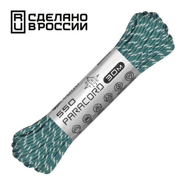 Паракорд 550 CORD nylon 30м RUS световозвращающий (aquamarine), Название цвета: Бирюзовый, Товаров в упаковке, шт: 1, Варианты:  , Страна-производитель: РОССИЯ