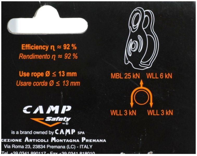 Блок-ролик CAMP SPHINX PRO, для высотных и промышленных работ, алюминий, 85 г, изображение 10