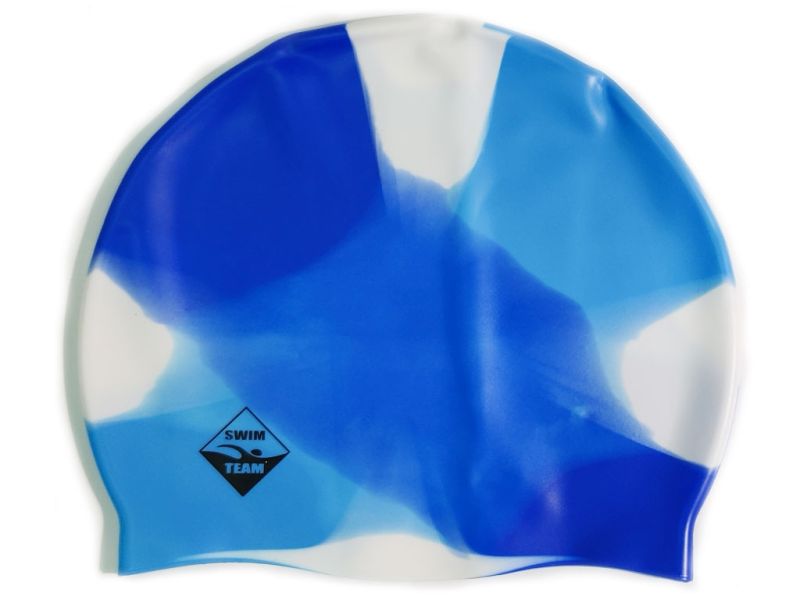 Шапочка для плавания SWIM TEAM, силиконовая, мультицвет, Название цвета: Бело-синий, Страна-производитель: КИТАЙ, изображение 2